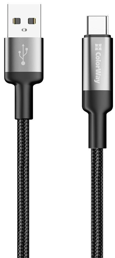 Кабель Colorway USB - Type-C (braided wire) 6А 1м Black (CW-CBUC096-BK)